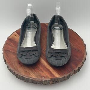 Fergalicious Ballet Flats Adele Gray Felt Satin Bow Cottagecore Twee Size 7.5